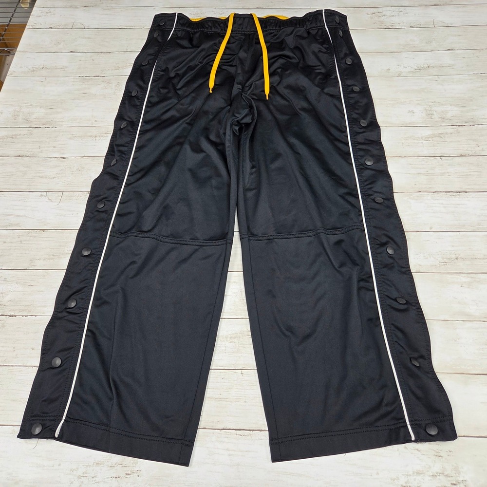 Vintage Old Navy Track Pants Mens Large Black Yellow Tearaway Snap Button 2005